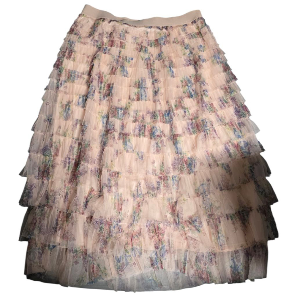 SHEIN Curve 2XL Floral Tulle Tiered Maxi Skirt Fairycore Cottagecore Romantic